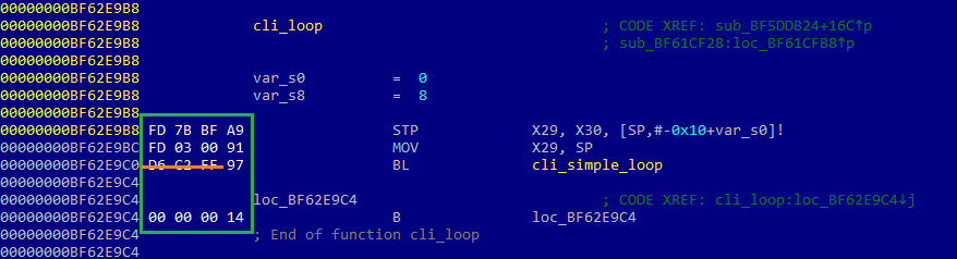 зачеркнуты байты, отличающиеся в разных версиях u-boot