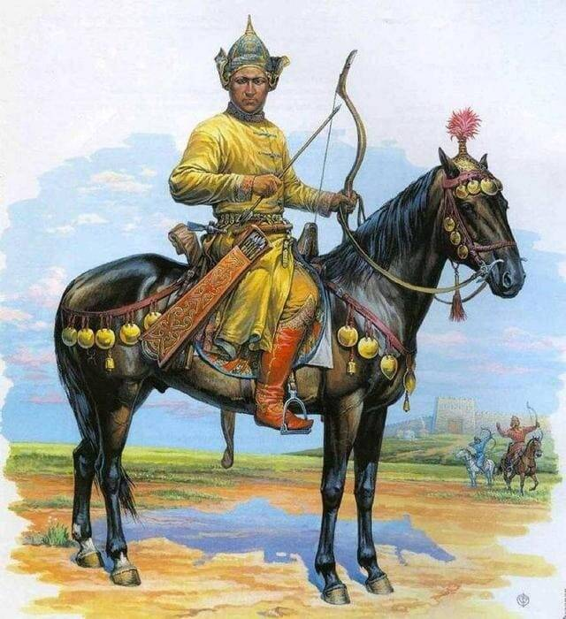 Благородный хазарский воин. Графическая реконструкция по изобразительным источникам.