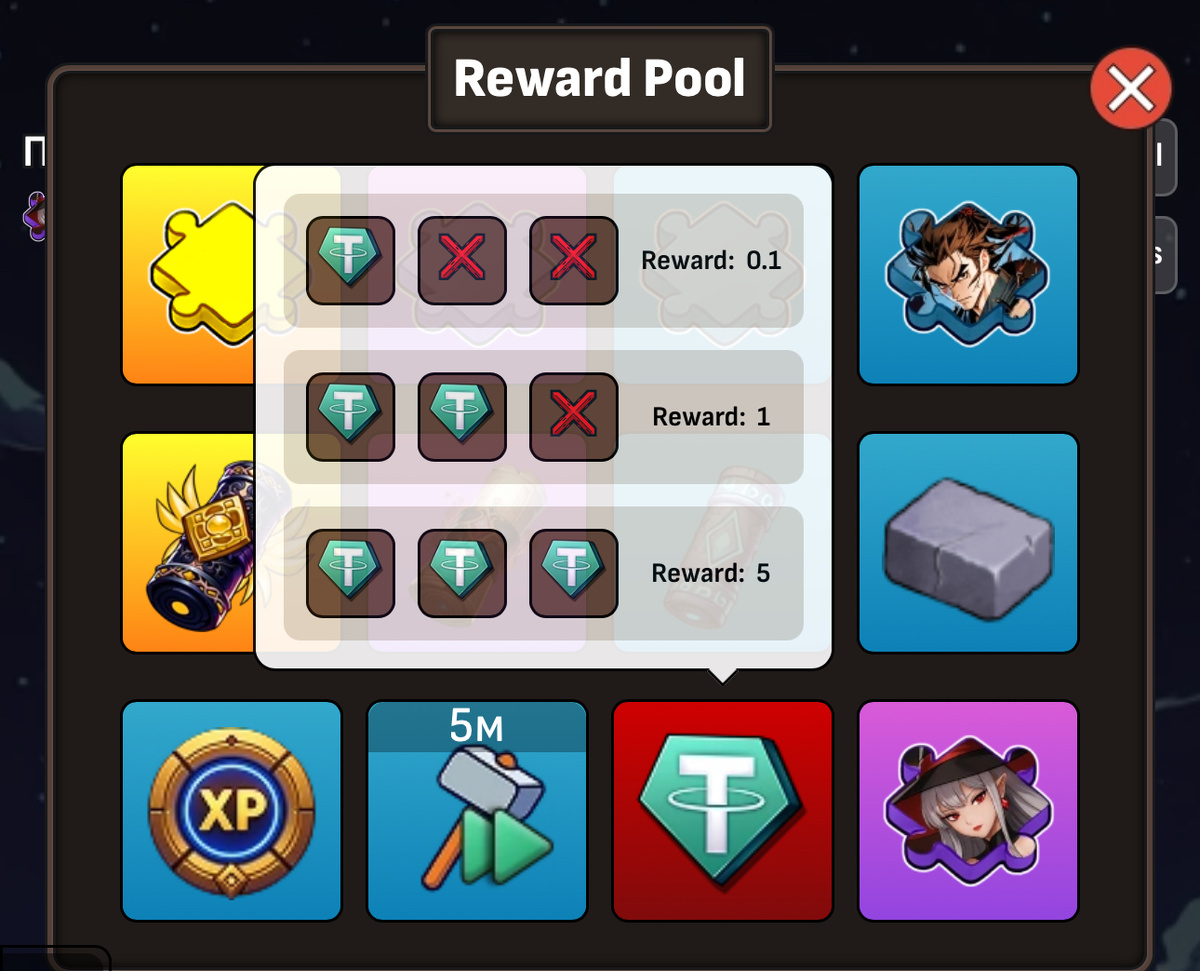 Спины представляют из себя рулетку с возможным вознаграждением в USDT