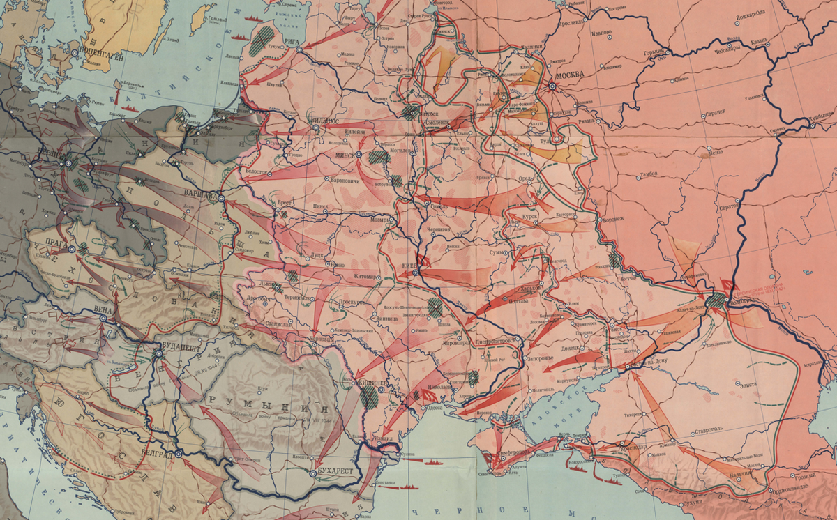 Фрагмент карты «Великая Отечественная война Советского Союза (1941–1945 гг.)». Фото: Картографический фонд РГО
