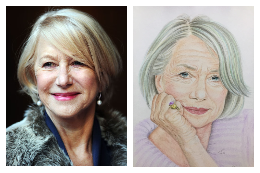 Портрет Хелен Миррен цветными карандшами