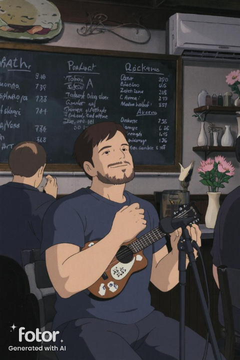 Анимешный муж. Тут с бородой получился, а на следующей картинке, видимо, побрился)) Обожаю нейросети и вот это все. Сделать из своих фото аниме вы можете вот тут: https://goart.fotor.com/