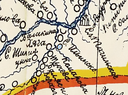 Карта Екатеринбургского ведомства и провинции Соли-Камской 1736 год.
