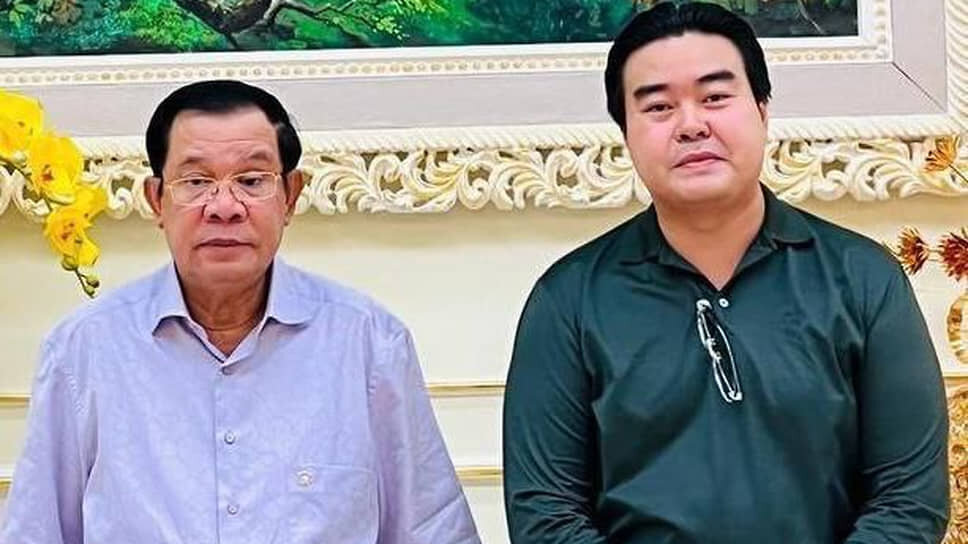 Задержанный в России по линии Интерпола камбоджийский бизнесмен Хенг Сити (справа) и бывший премьер-министр Камбоджи Хун Сен (слева)..📷Фото: личный архив Хенг Сити