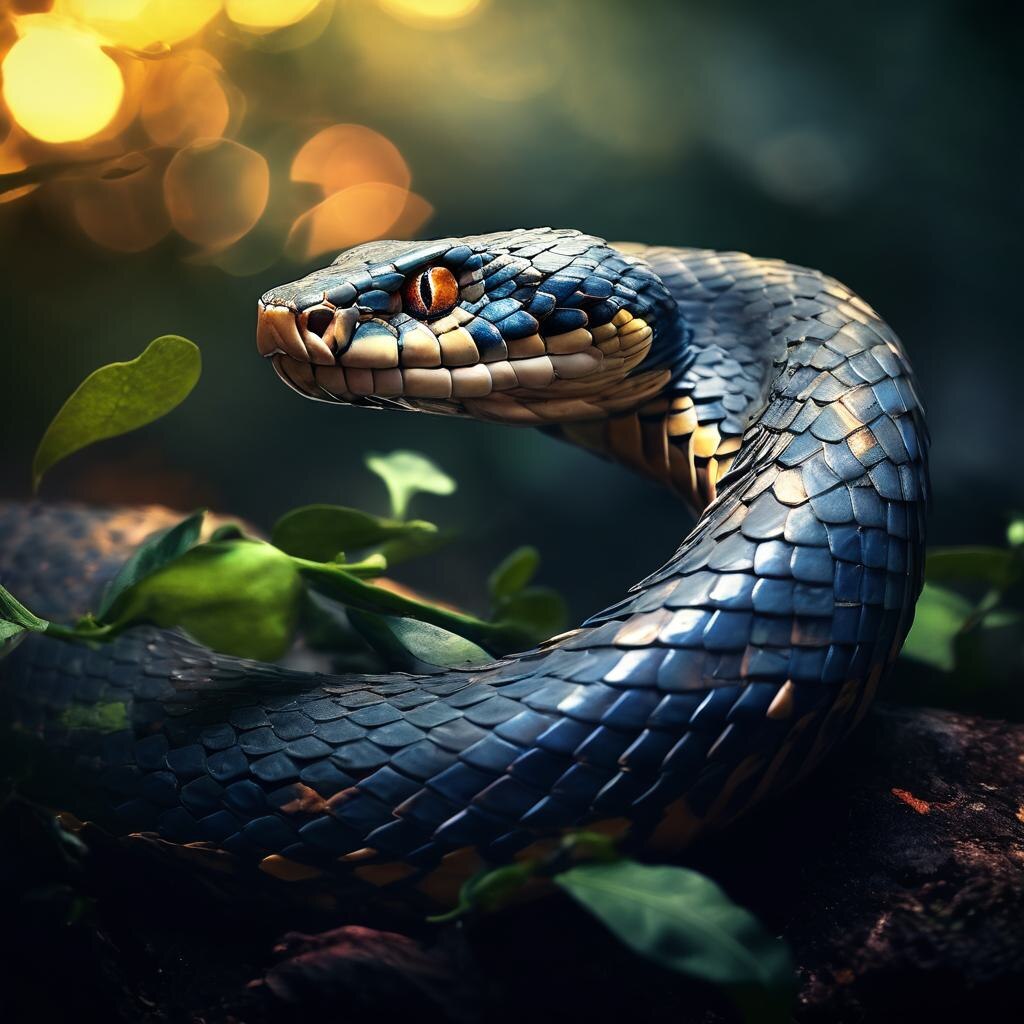 Змея. Иллюстрация сгенерирована нейросетью