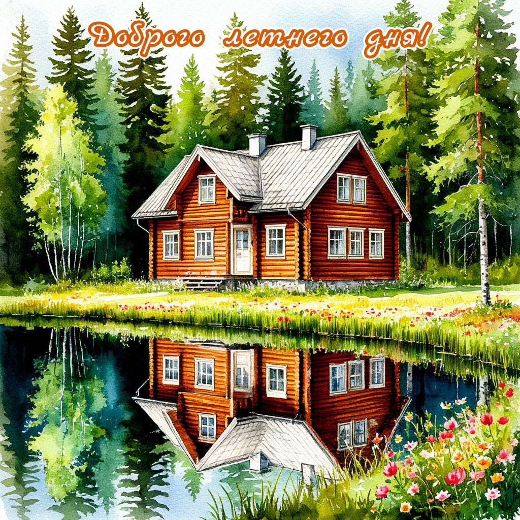 «Доброго дня!» — открытка, созданная при помощи ИИ по моему замыслу и с любовью доработанная вручную.