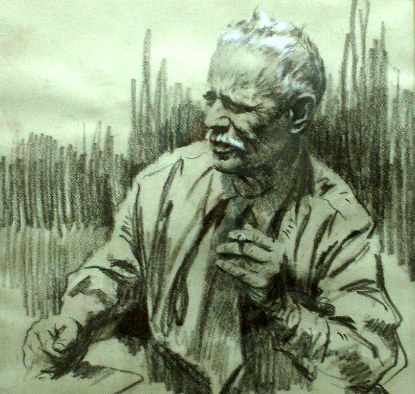 «Портрет Михаила Шолохова»  Художник Юрий Ребров 1970 год