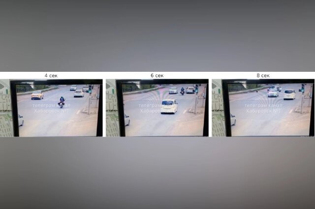    ДТП: Мотоциклист врезается в автомобиль Фото: телеграм-канал Хабаровск № 1