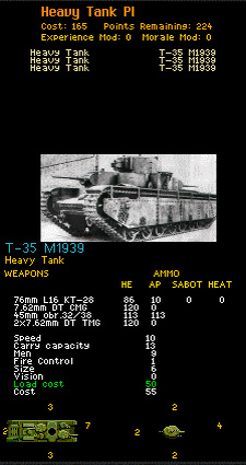Добавил взвод из трёх сухопутных линкоров -- тяжёлых танков Т-35 обр. 1939 г. Протестирую этих знаковых мастодонтов конца 1930-х