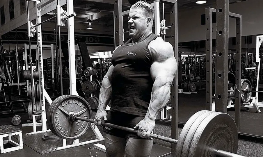 Джей Катлер на пике карьеры. Между подходами он, к слову, отдыхал не более 45 секунд, выполняя по 12 повторов за подход. Это касается и становой тяги.