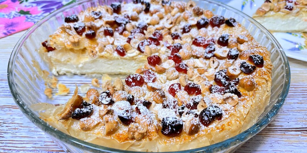 Творожный пирог из теста фило. Выпечка из фило – это всегда быстро и вкусно.