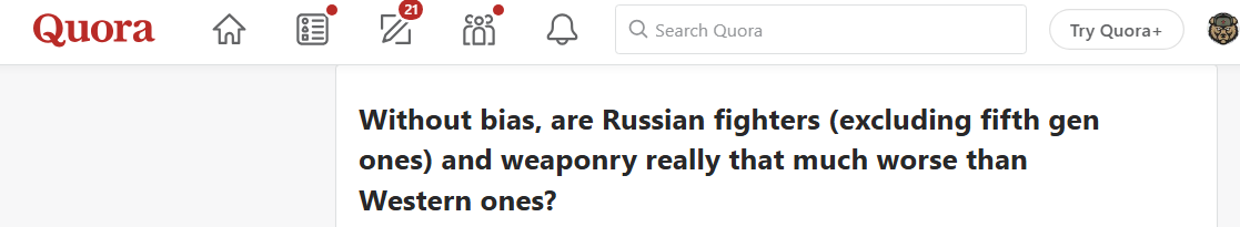 Можно ли непревзято сказать, что российские истребители (за исключением пятого поколения) и вооружение действительно хуже западных?