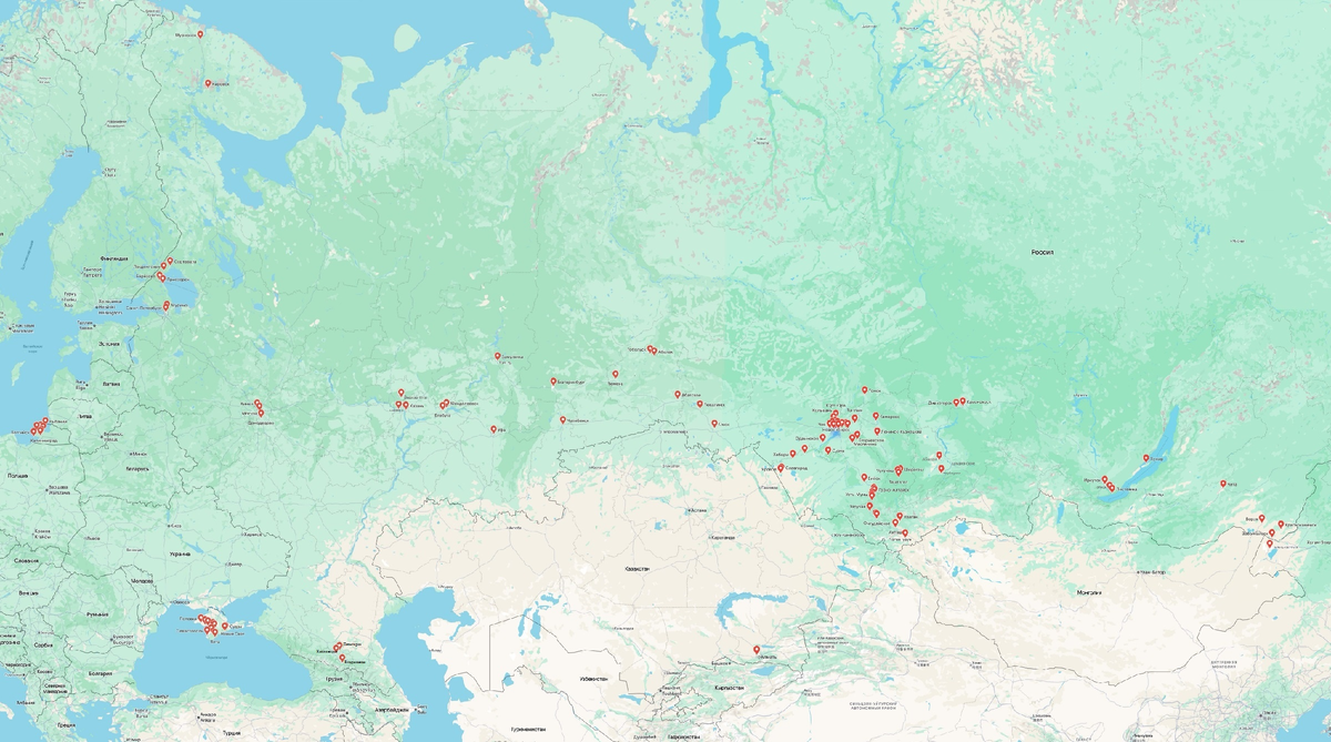 Отмечаю на карте, где мне уже посчастливилось побывать. Пока моя карта выглядит вот так.