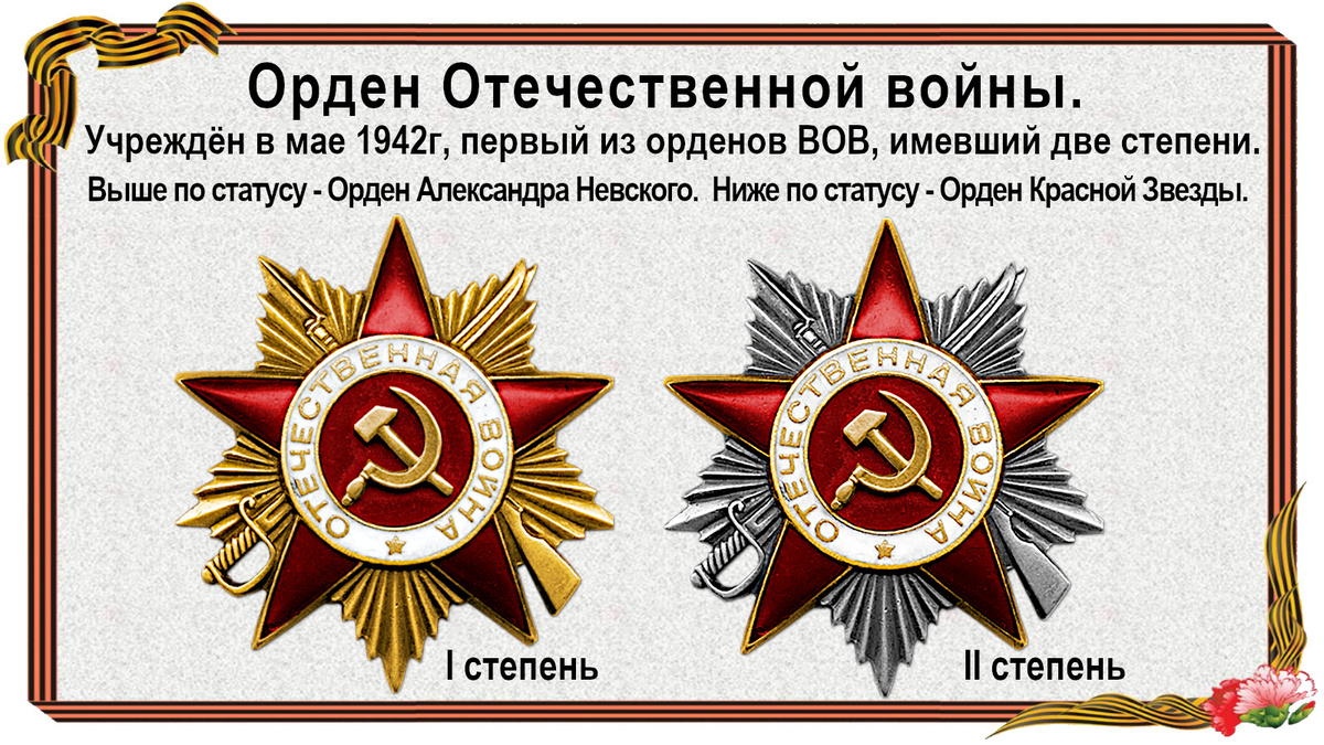 Ордена Отечественной войны I и II степени, статус.