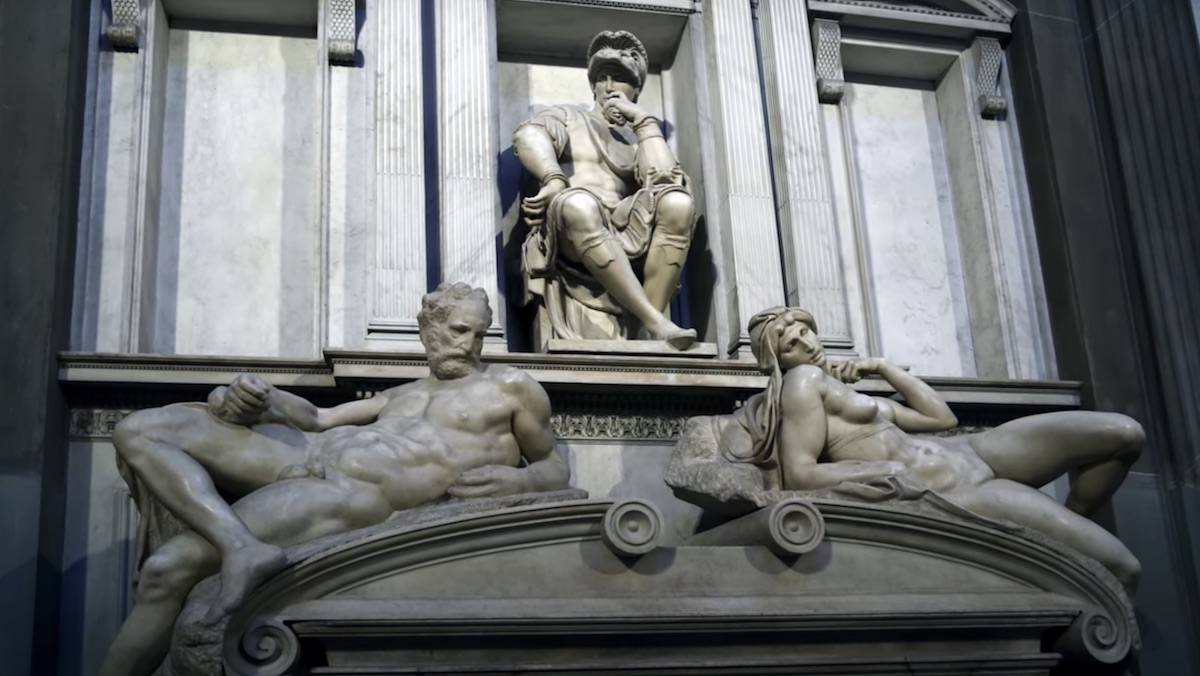 Микеланджело. Скульптурная группа "Утро" и "Вечер"