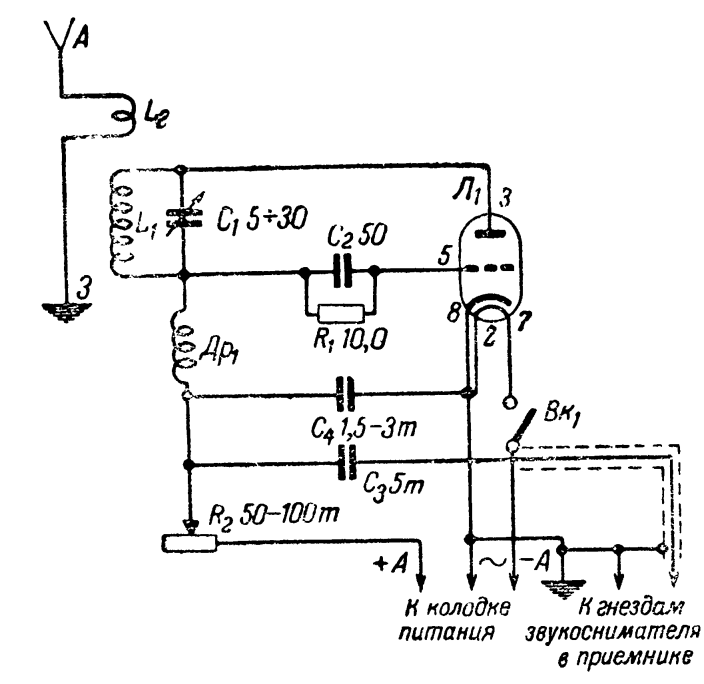 Рис. 2. Из книги О.Г. Туторский. Простейшие любительские передатчики и приемники УКВ.