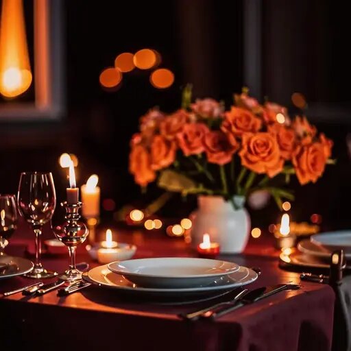   Цветы на столе. Ужин при свечах Мария Казённова