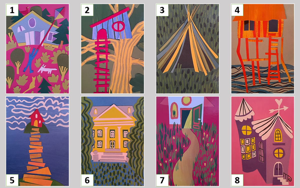 8 случайных карт из колоды Л. Кононовой «Мой дом». Коллаж мой 