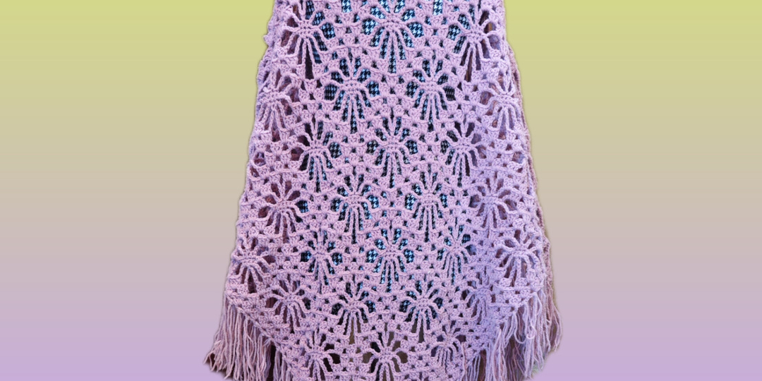 Шаль РОМБИКИ, связанная крючком.