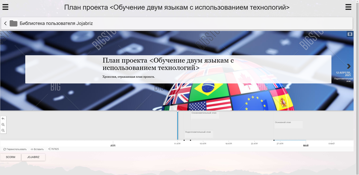 2. Хронолиния- интересный и необычный способ зафиксировать все этапы работы, помогает проследить уровень продуктивности в разные период, что способствует развитию дисциплины, которая особенно важна при изучении языков.