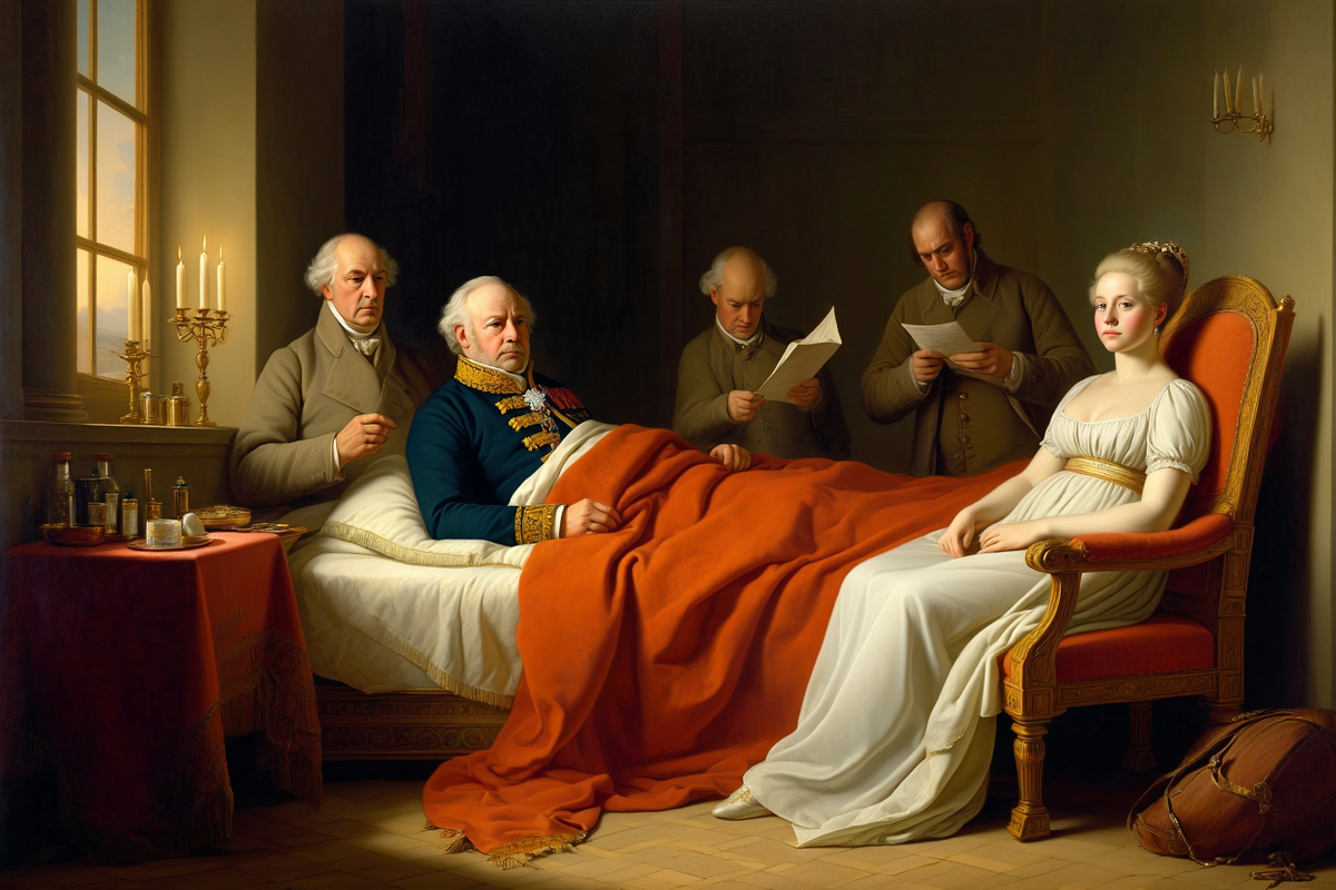 Так в представлении художника могла выглядеть смерть Александра I в Таганроге в доме градоначальника Папкова.