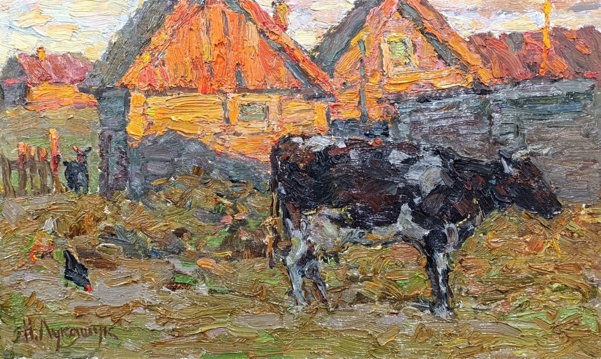 Николай Лукашук «Тихий вечер в Старом Буяне» 2025 картон, масло 30х50