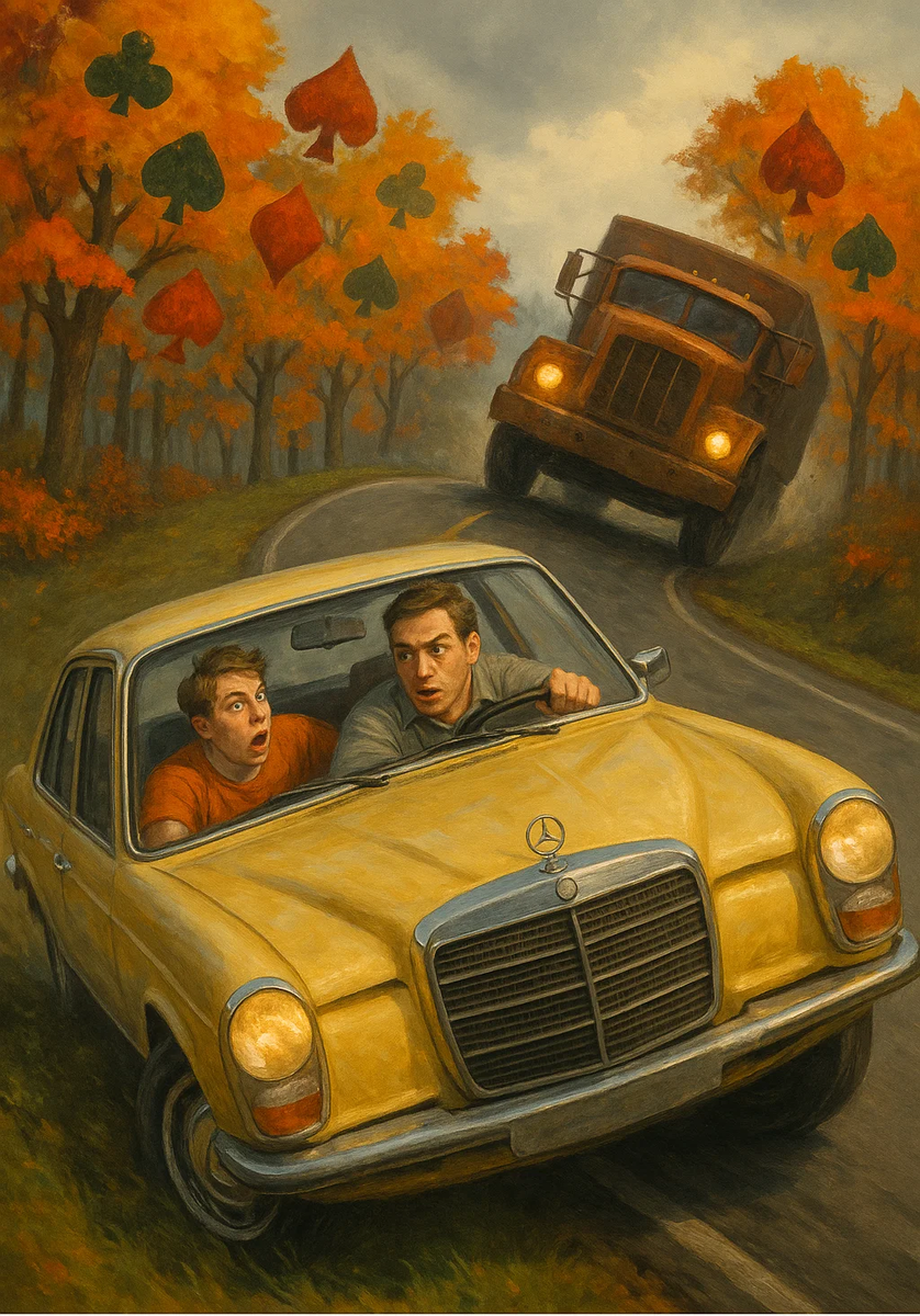 Иллюстрация "Путь Корвина и Рэндома", созданная нейросетью по моему запросу.