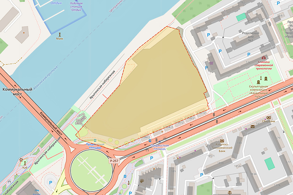     Площадь территории под комплексную застройку молодежным центром из постановления правительства Красноярского края  – 49,4 тыс. квадратов
