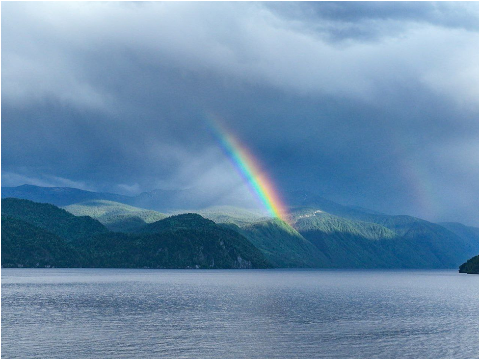 радуга после дождя в горах