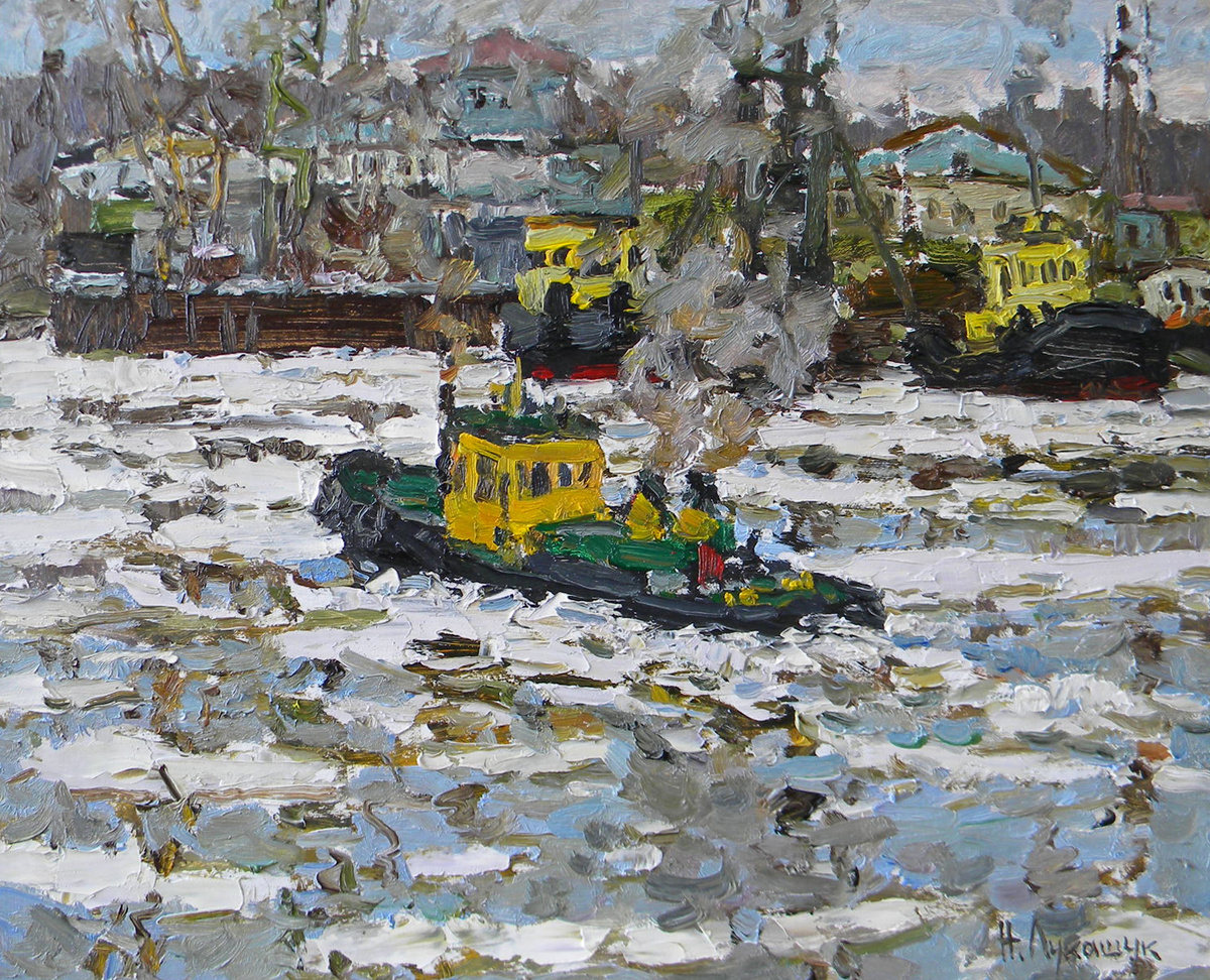 Николай Лукашук "Весна Рабочая Самарка" картон, масло 40х50 2021