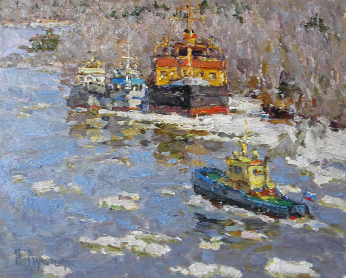 Николай Лукашук "Весна Рабочая Самарка" картон, масло 40х50 2024