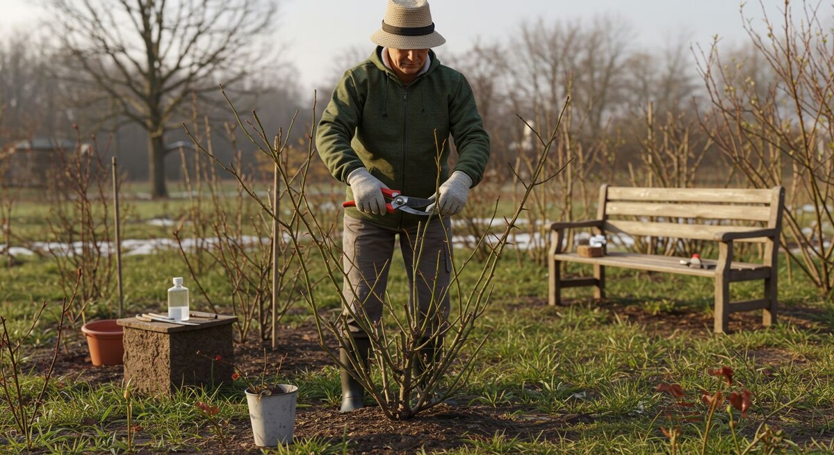 Изображение: Весенняя обрезка роз с дезинфекцией секатора 🌿🧼