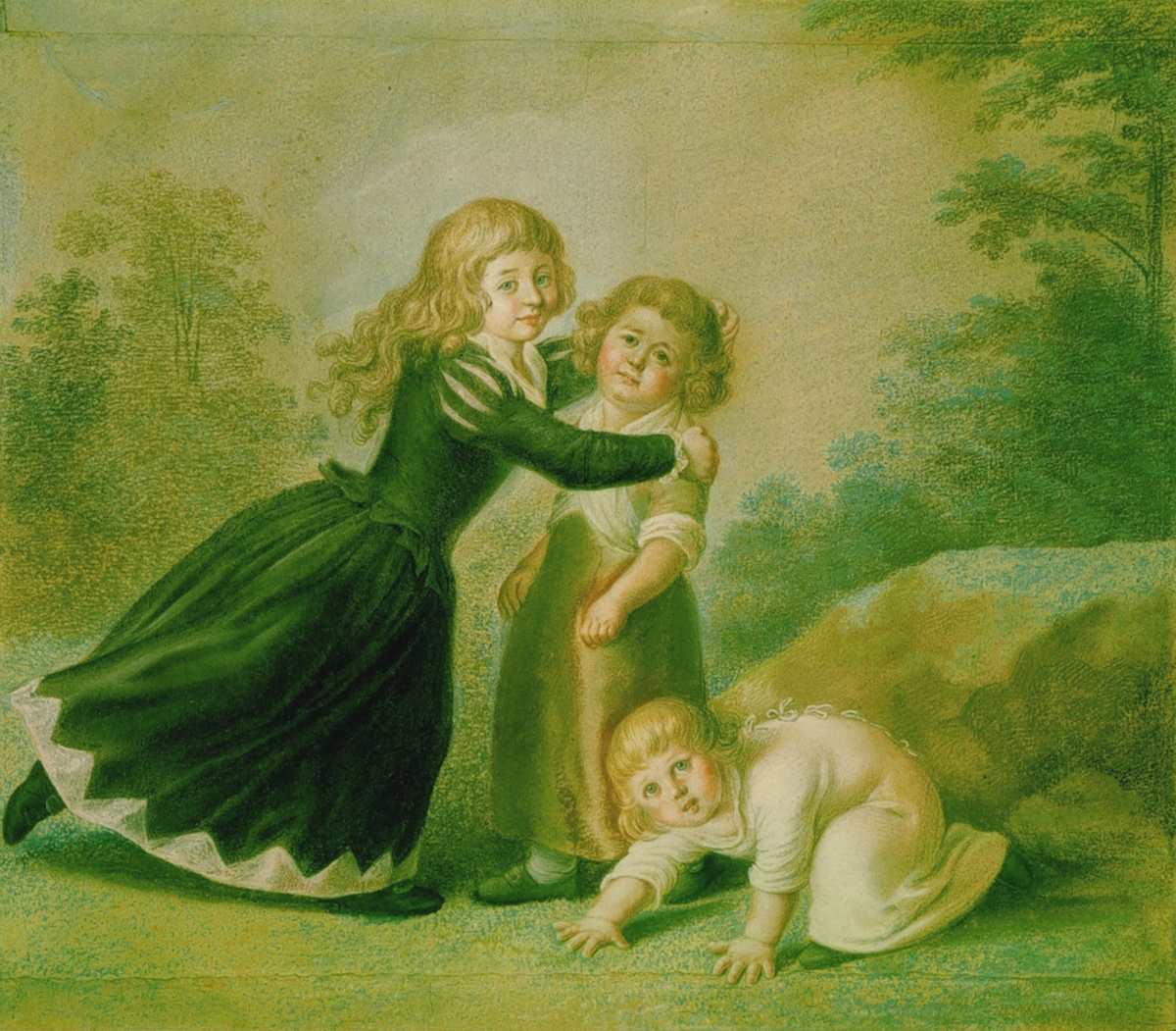 Даниэль Ходовецкий, «Три внука художника», 1787, пастель, Фонд городского музея Берлина