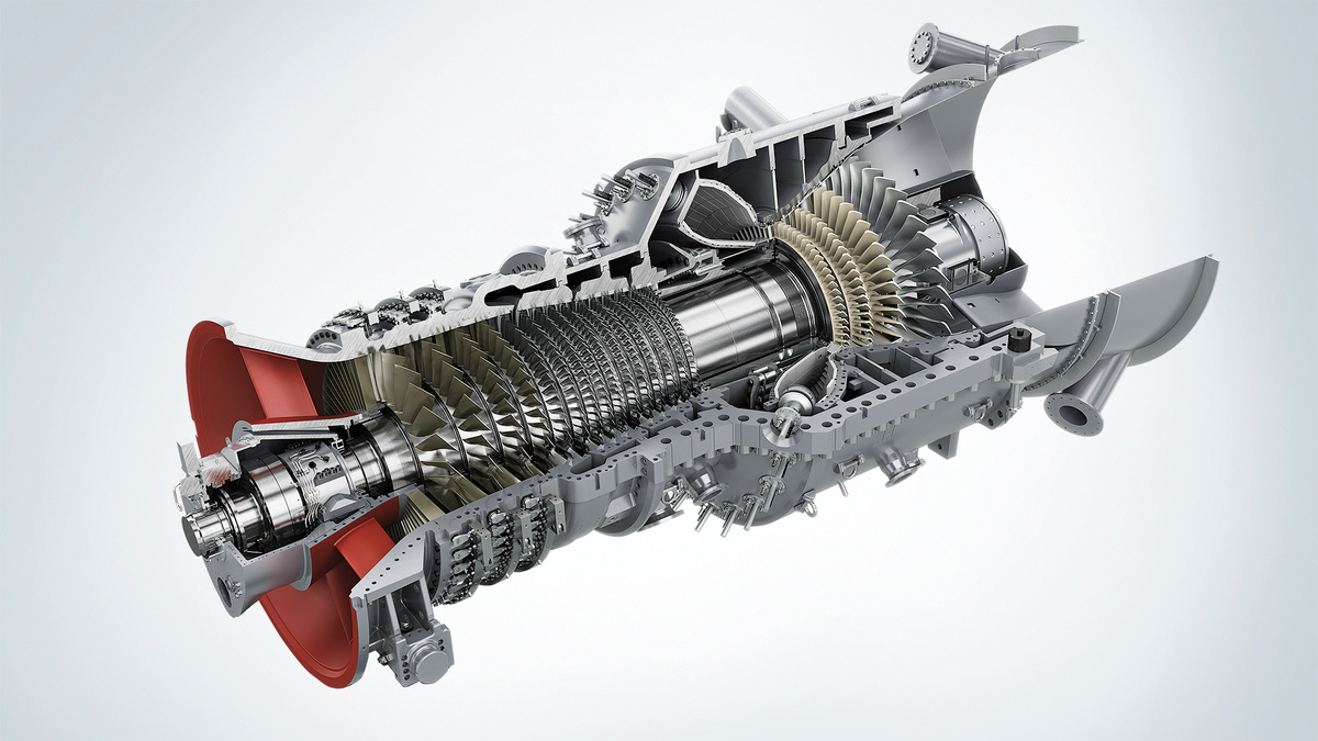 Рис. 1. Газовая турбина SGT5-4000F, вырез четверти