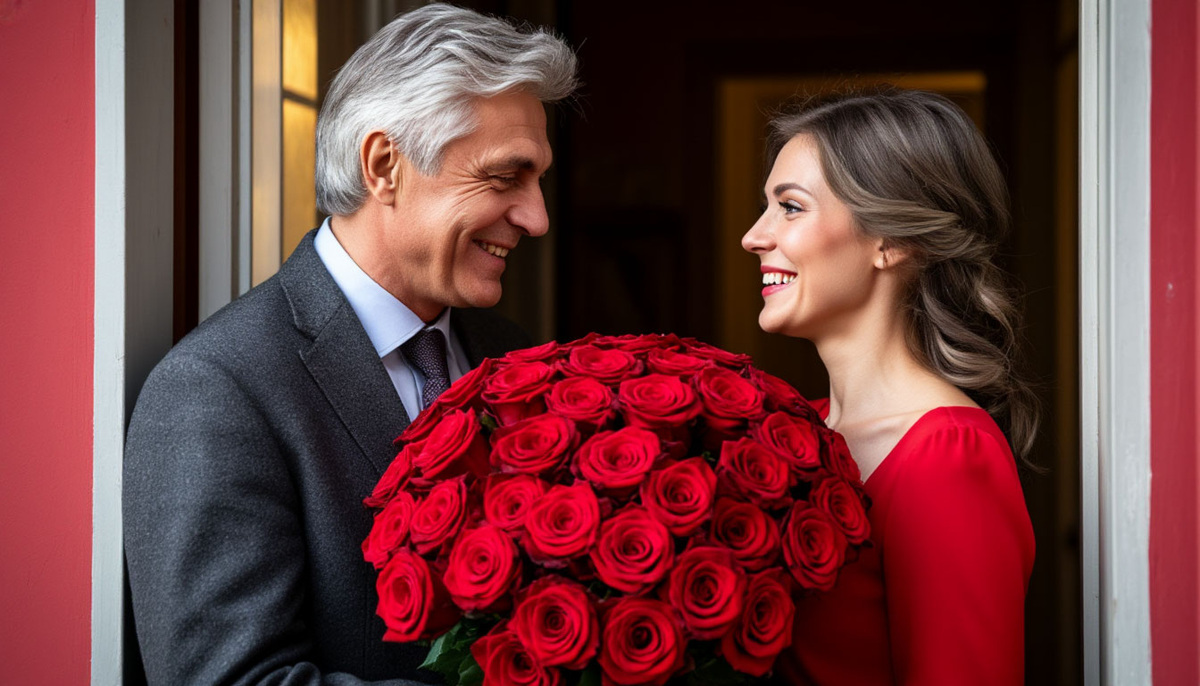 Букет алых роз