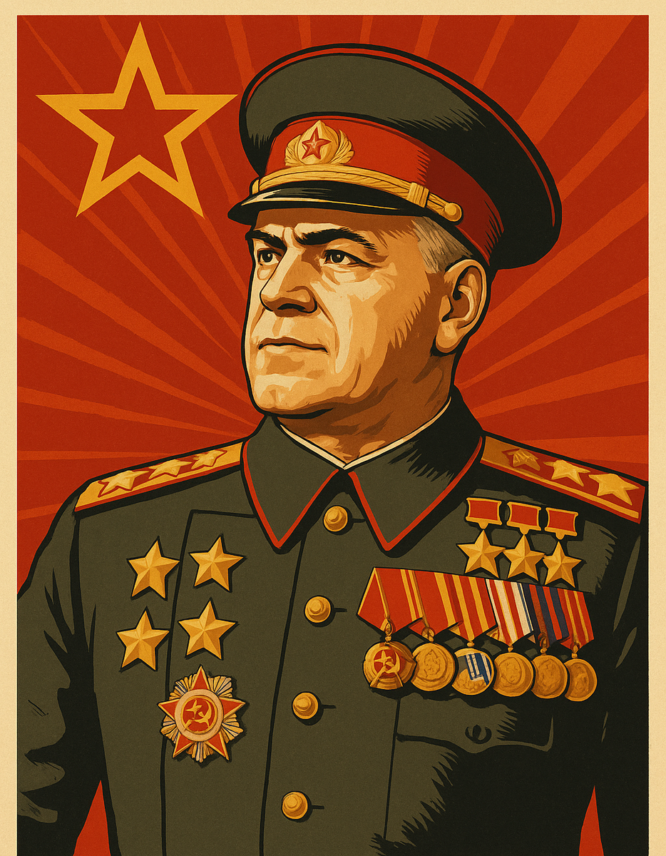 Изображение Маршала Жукова сгенерированное с помощью ИИ.
