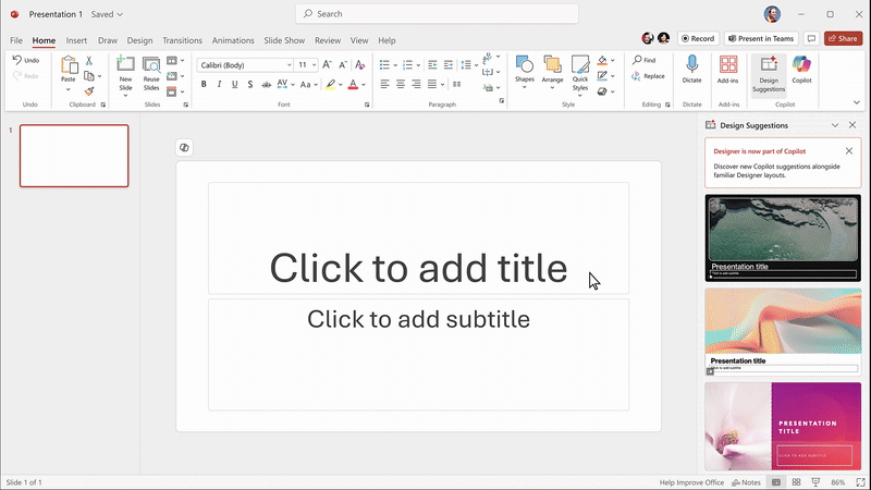 Изображение: Microsoft. Создание презентаций в "Microsoft PowerPoint" с помощью новой функции "Слайды-стартеры".