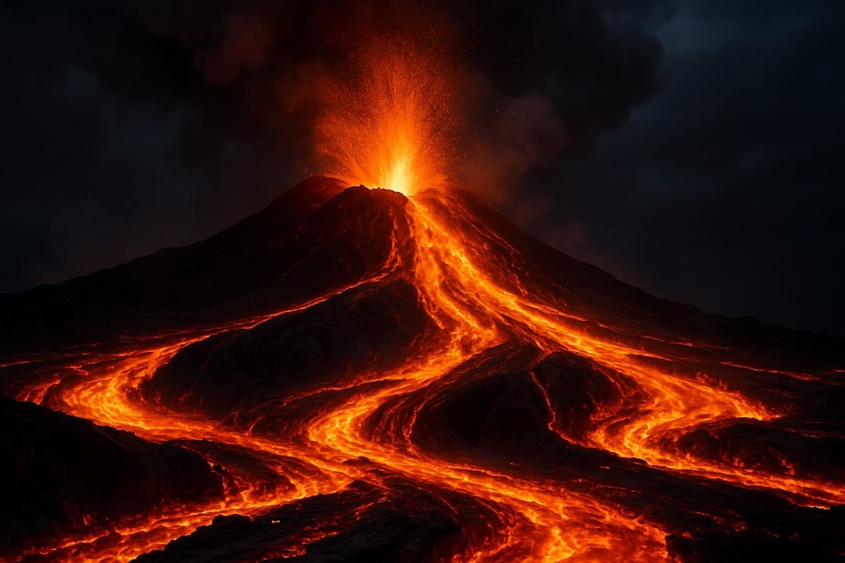    Температура лавы может достигать 1200 градусов Цельсия