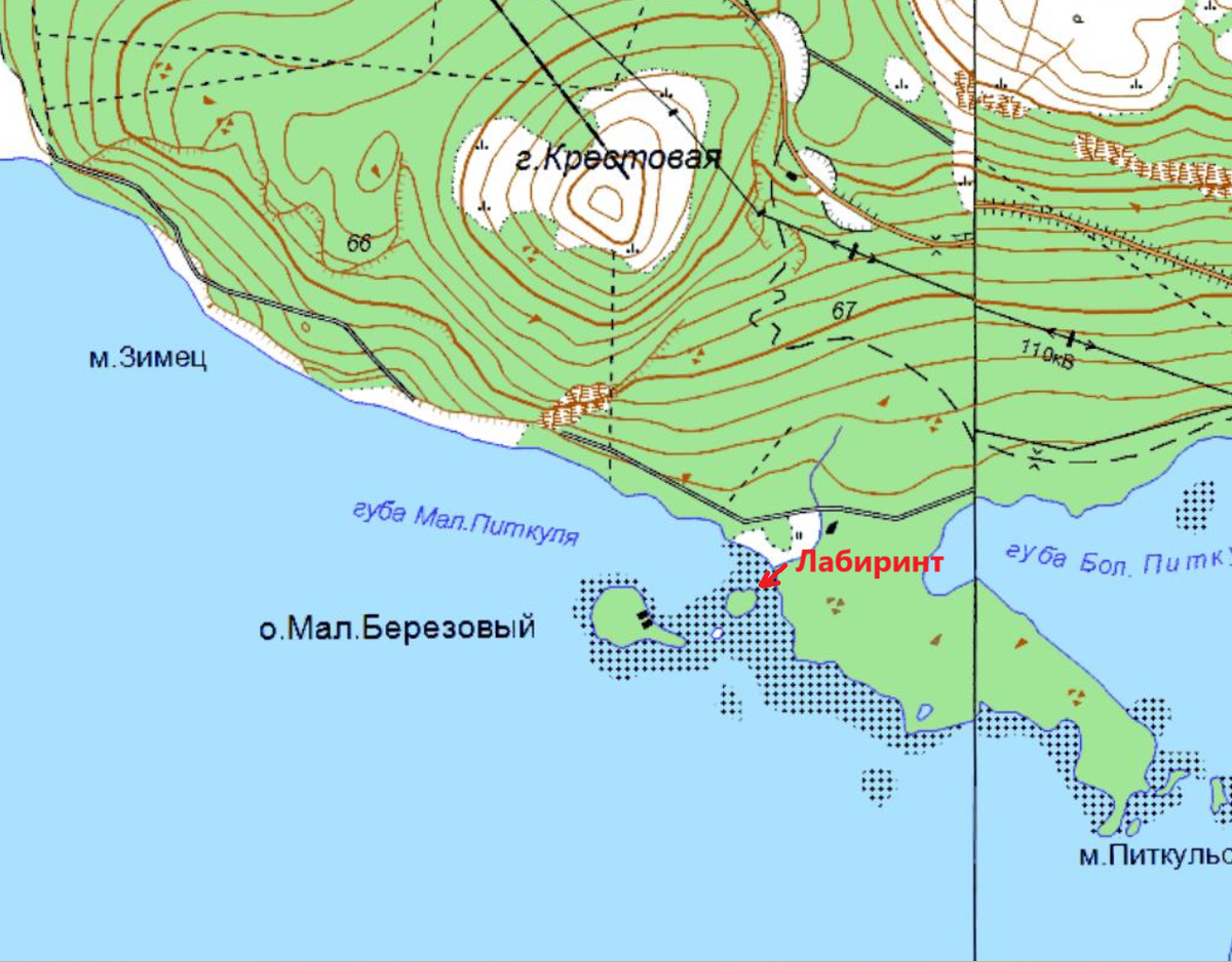 Фрагмент топографической карты карты г.Кандалакша