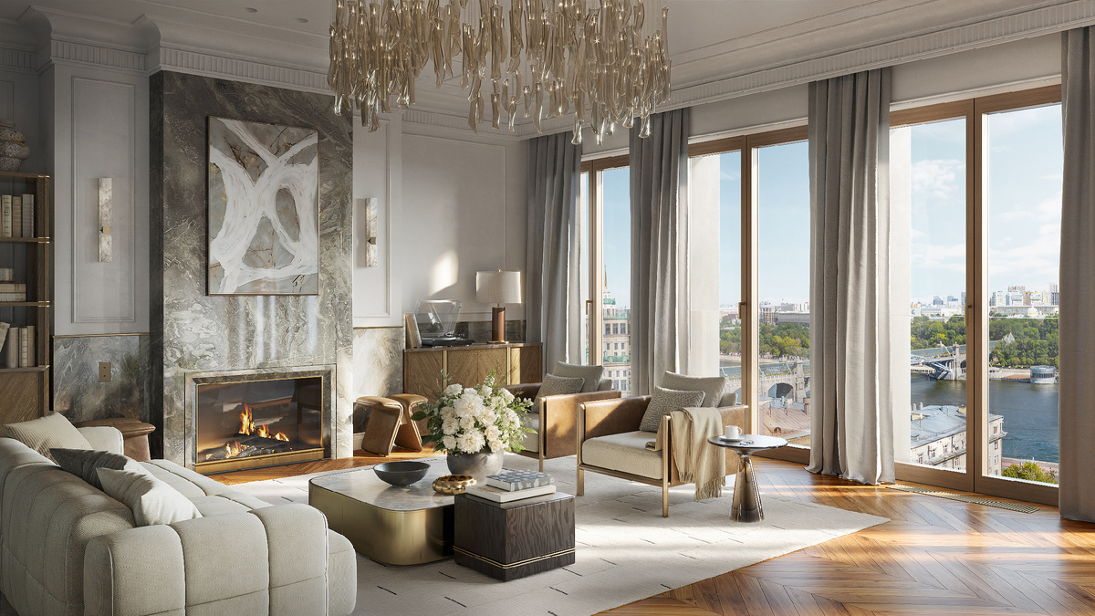 Пентхаус с камином в клубном квартале «Фрунзенская набережная»