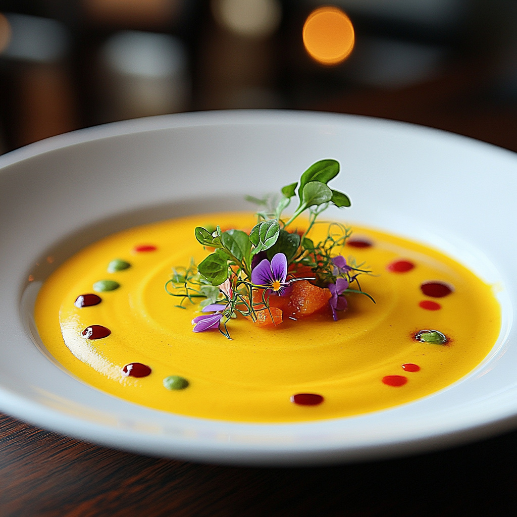 Современная подача традиционного дала в ресторане Мумбаи