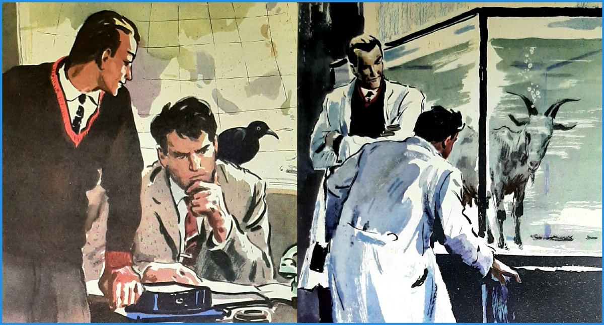 Рисунки к повести Глеба Голубева "Гость из моря". Художник Игорь Пчелко, МГ, 1967.