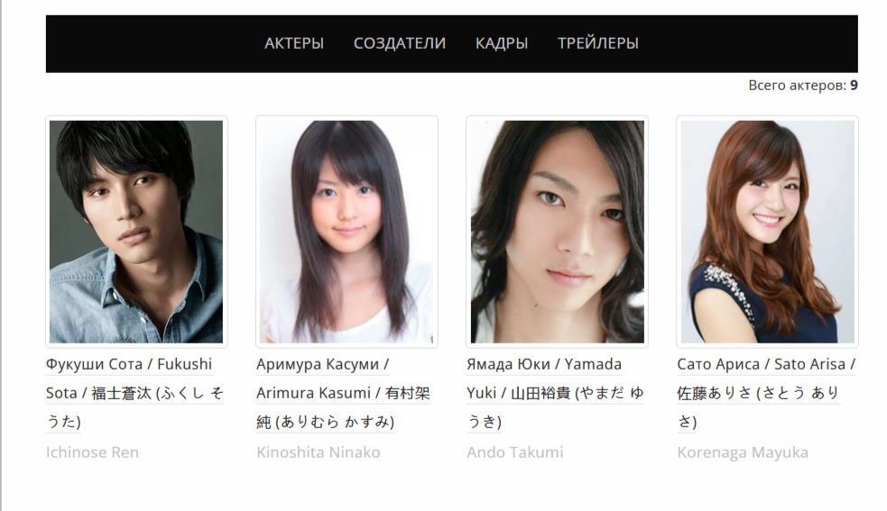 Главные актёры