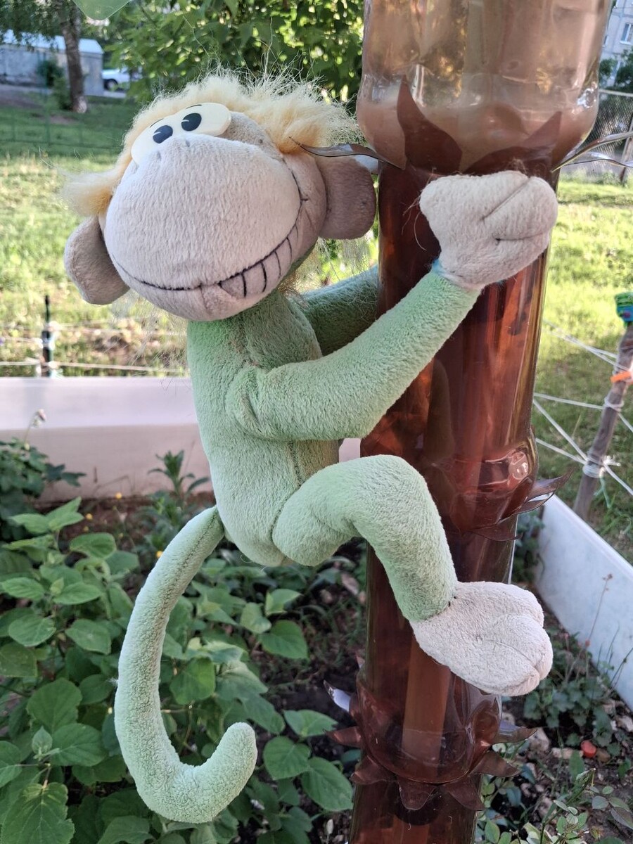 Обезьянка на "дереве" в мини-дендропарке. Фото автора.