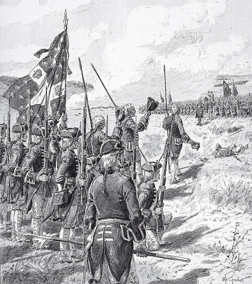 Х. Гробет. Сражение при Фонтенуа. Французский и британский офицеры обсуждают, кто должен стрелять первым. ок. 1902