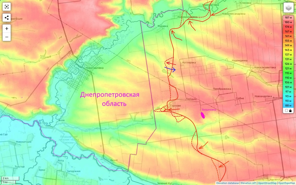    Фото: карта боевых действий с Telegram-канала Юрия Подоляки
