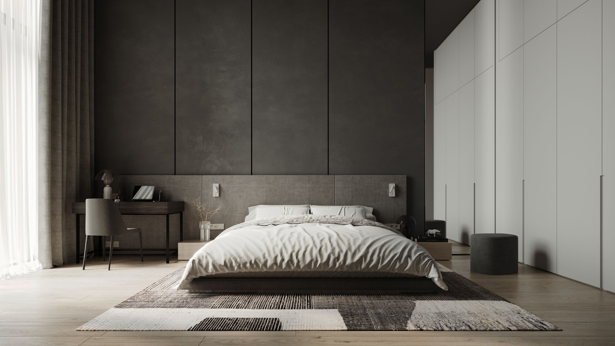 Керамогранит Alavesa в интерьере современной спальни. Автор проекта: Владислав Киселев