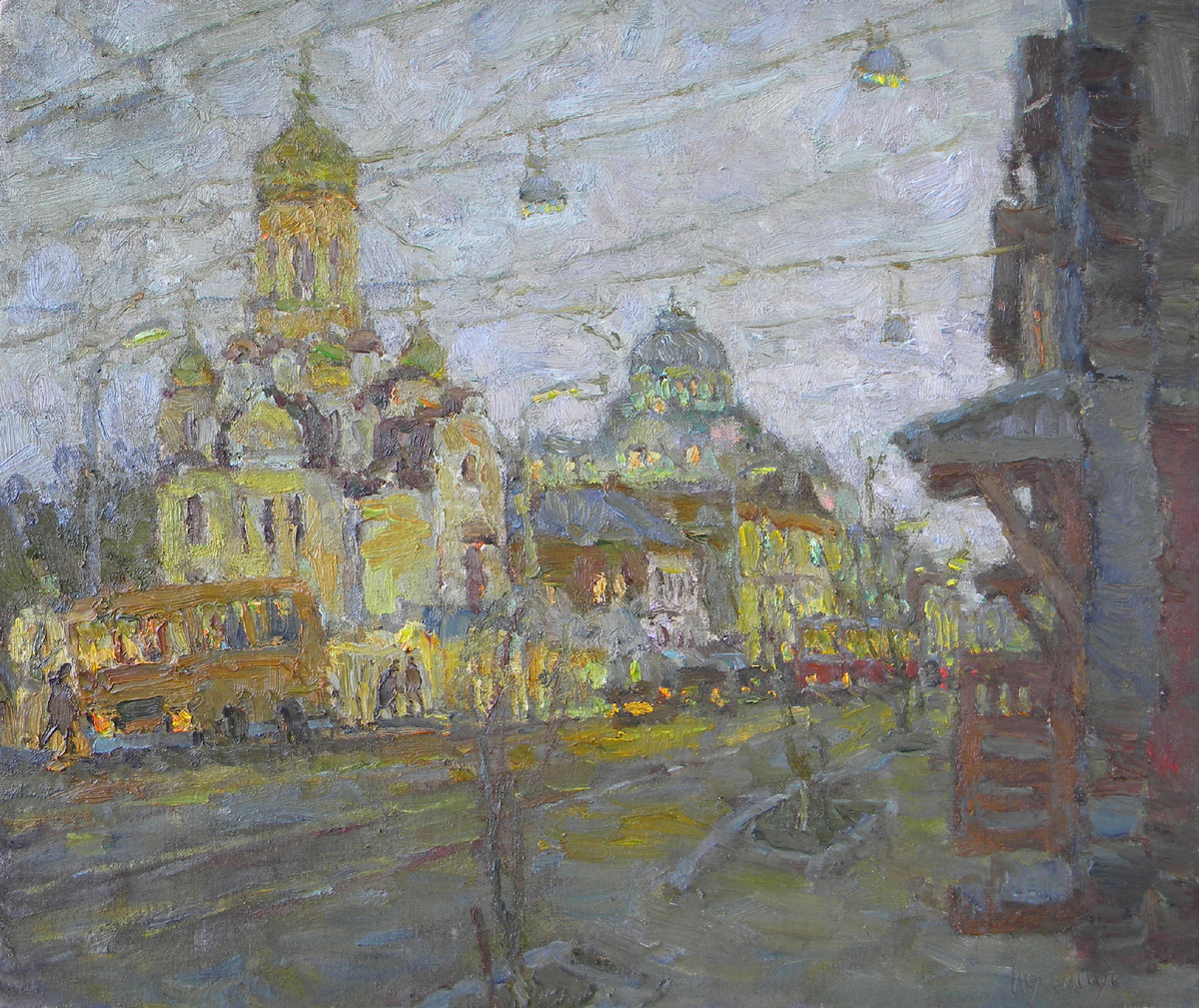 Николай Лукашук "Вечер, Улица Фрунзе" 2018 холст, масло 50х60