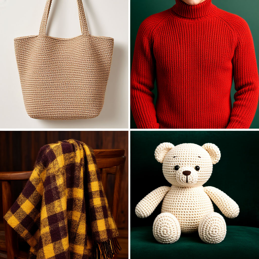 Из чего вяжут сумки, пледы, игрушки, свитера и не только поговорим в этой статье
