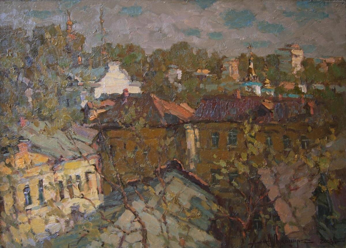 Николай Лукашук "Старые крыши" 2008 холст, масло 80х100